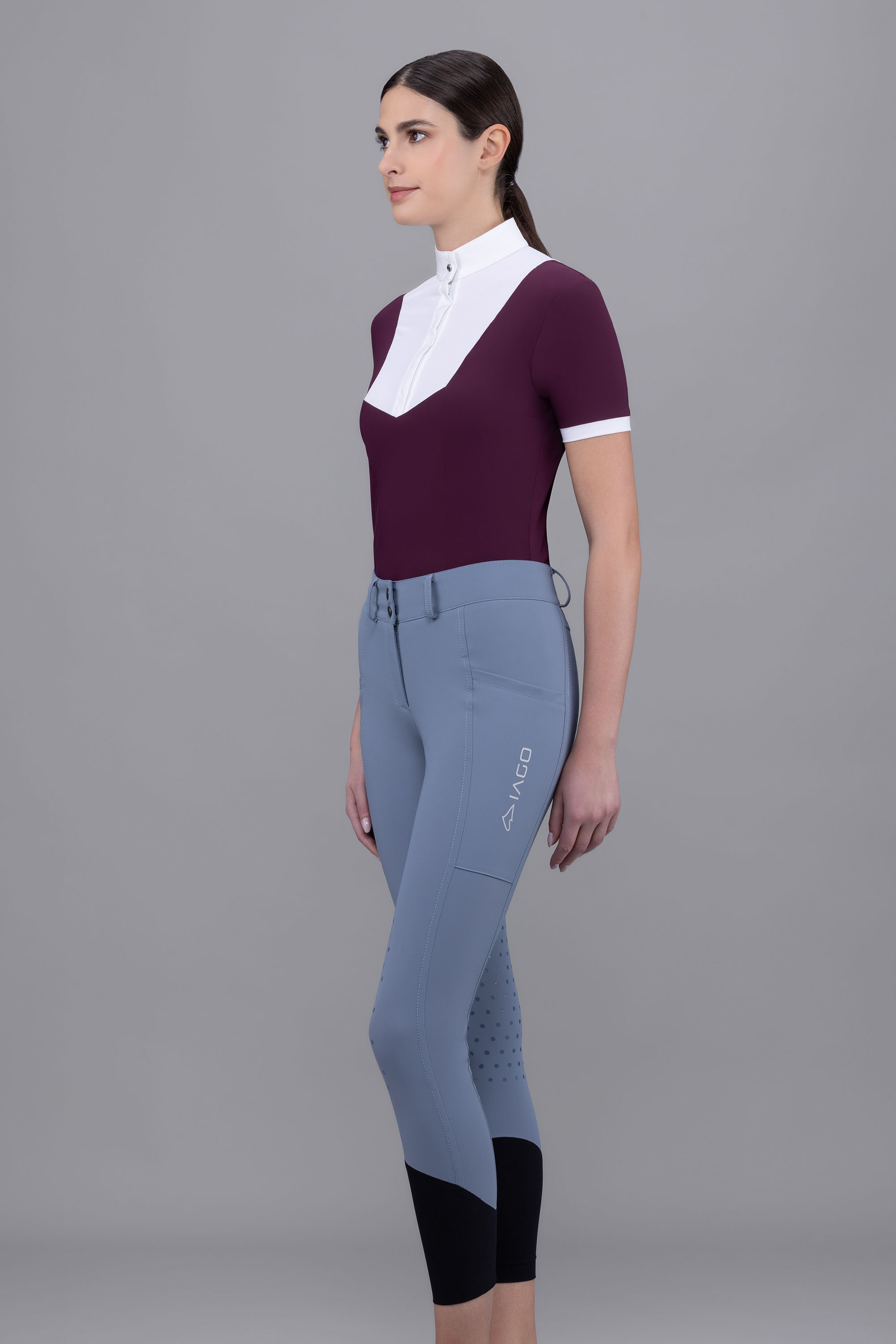 Pantalone da equitazione donna con rinforzo totale in pelle modello